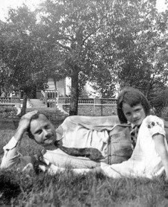 Audrey with father, preNazi Occupation, ca. 1934-35, age 5-6