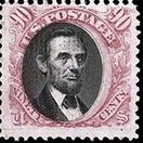 90-cent Lincoln stamp issued in 1869. Image used was provided by photographer Mathew Brady.