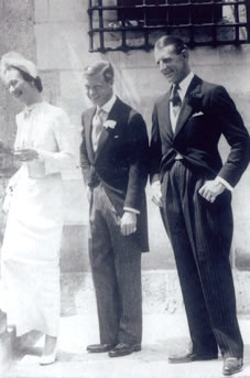 Wallis and Edward with best man Edward "Fruity" Metcalf at their royal wedding, June 3, 1937, at the Chateau de Cande, Mont, France