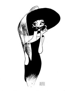 "Audrey Hepburn with Hat," drawing by Al Hirschfeld