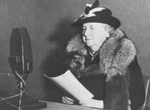Queen Wilhelmina broadcasts over the BBC to her people in the Netherlands during WWII.