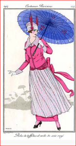 1914 Dress featuring Peter Pan collar and a more relaxed dress line. Ladies were abandoning rigid clothing and corsets.