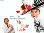 "My Fair Lady" soundtrack poster. Miss Hepburn wears the Ascot ensemble.