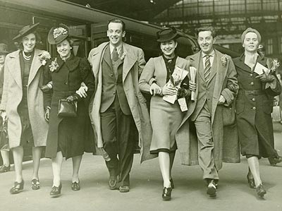 Members of the Sadler's Wells Ballet Company leave Victoria Station, London, for a tour of Holland, May 1940