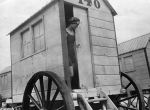 Woman in bathing machine