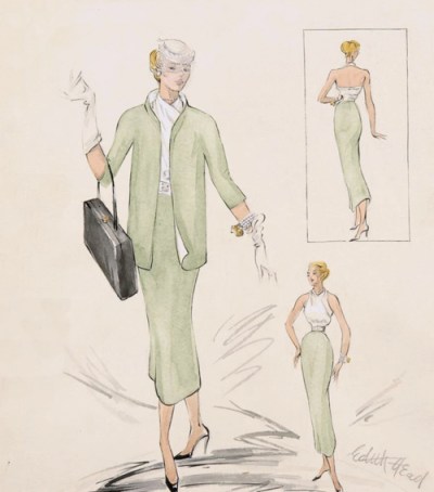 Edith Head sketch for Grace Kelly suit in "Rear Window," 1954