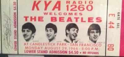In 1966, $4.50 bought you a ticket to a Beatles concert. The Candlestick Park, San Francisco, would be their last official concert. The 11-song set included hits such as “She’s a Woman,” “Day Tripper,” “I Feel Fine,” “Yesterday,” and “Paperback Writer.”