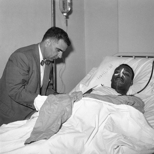 Surgeons performed a delicate 2 1/4 hour surgery to extract the letter opener from Dr. Martin Luther King's manubrium, the top bone of the sternum. September 20, 1958